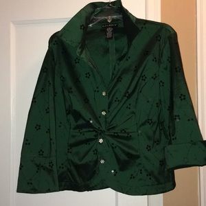 Holiday Green Sequin Blouse Size 16